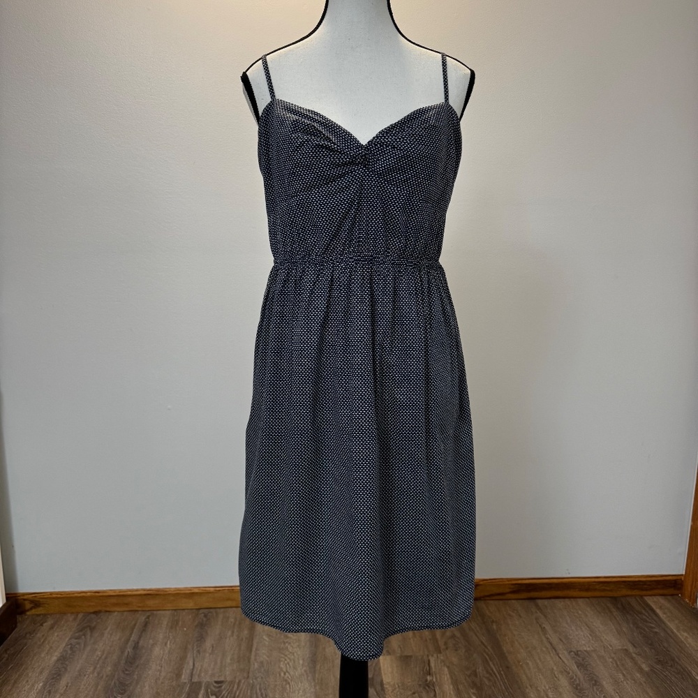 Navy Triangle Patterned J. Crew Sleeveless Dress Sweetheart Neckline Twee Preppy